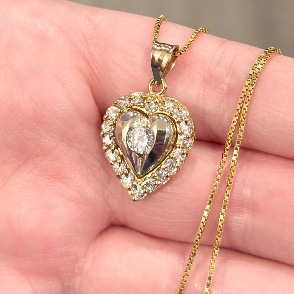 Elegant Gold and Silver Heart Pendant Necklace - Picture 9 of 15